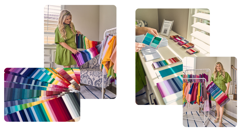 Kirsten Welsch of ATX Color Studio with color analysis drapes and swatches
